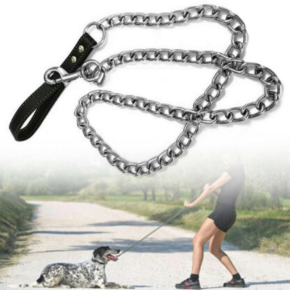 1PCS 1.2m Metal Chain Dog Lead Pet Puppy Leash Long Heavy Duty Anti-Chew Control - Image 9