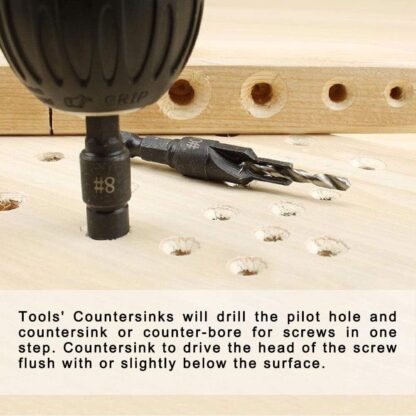 6PCS HSS Countersink Drill Bit Set Hex Shank Woodworking Pilot Screw Holes - Image 4