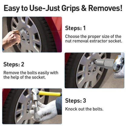 3-8 Locking Wheel Nut Remover Set Stud Bolt Impact Twist Socket Extractor Tool - Image 4
