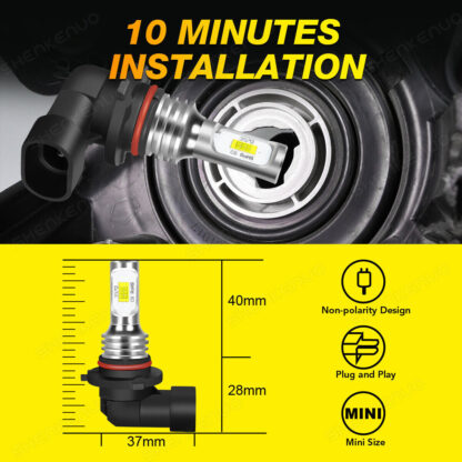 9005 9006 HB3 H10 LED Headlight Bulbs Kit Car Canbus Error Free High-Lo Beam - Image 3
