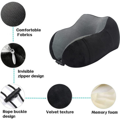Memory Foam Travel Pillow Neck Support Cushion Without Carry Bag Ear Plugs Mask - Image 5