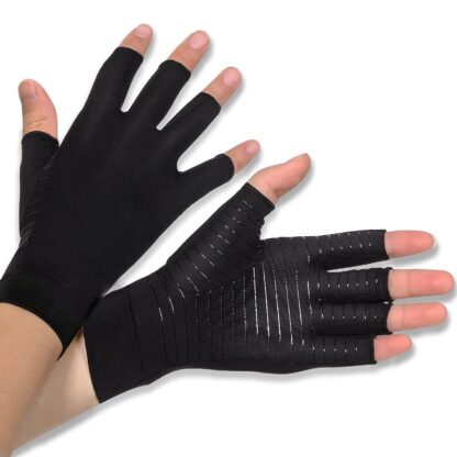 Anti Arthritis Fingerless Copper Compression Gloves Hand Support Pain Relief UK - Image 5
