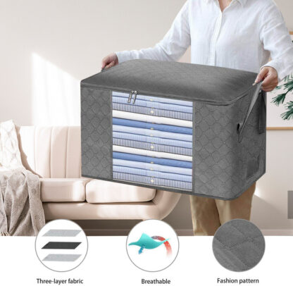 4Pcs Clothes Storage Bags Zipped Organizer Underbed Wardrobe Cube Closet Boxes - Image 2
