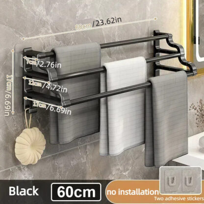 3 Tier Towel Rail Rack Holder Wall Mounted Bathroom Kitchen Hanger Shelf UK - Image 7