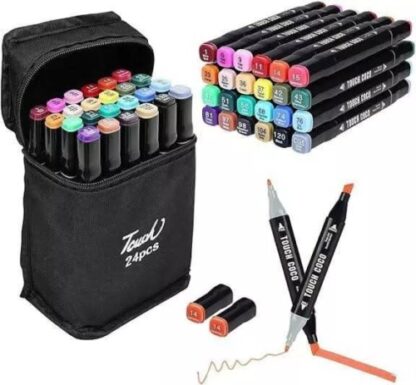 24Color Brush Pens Set Dual Tips Soft Fine Art Markers Drawing Watercolour Gifts - Image 5