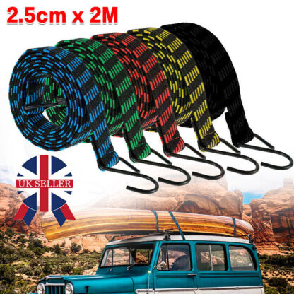 5XHeavy Duty Elastic Luggage Bungee Rope Cords Strap Strong Hook Car&Bike Tie UK - Image 2