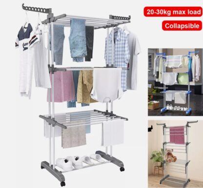 4 Tier Clothes Airer Dryer Rack Foldable Dry Rail Hanger Laundry Indoor Outdoor - Image 9