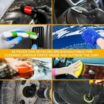 26Pcs Car Detailing Brush Set Soft Brushes Interior Wheel Valet Pro Cleaning Kit - Image 8