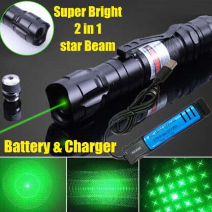 Green Laser Pointer USB Rechargeable Pen LED Flashlight Torch Visible Beam Lazer - Image 5