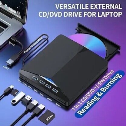 7in1 External USB 3.0 DVD CD RW Writer Drive Burner Reader Player For Laptop PC - Image 5