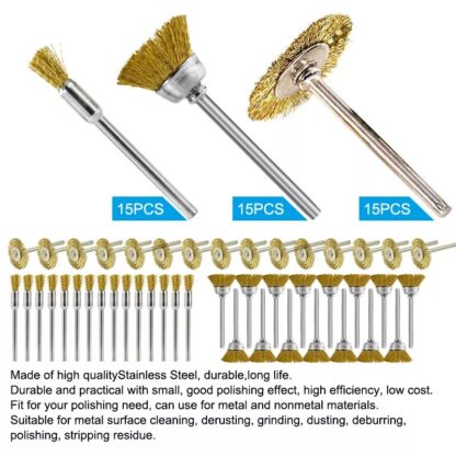 45Pcs Brass Polishing Wire Cup Mix Brush Set For Dremel Rotary Tool Accessories - Image 2