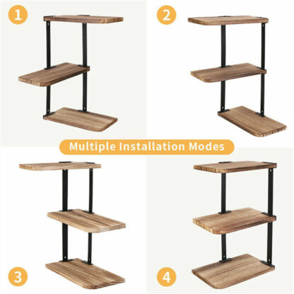 3 Tier Lucca Corner Shelf Modern Floating Wall Shelves Storage Display Shelving - Image 4