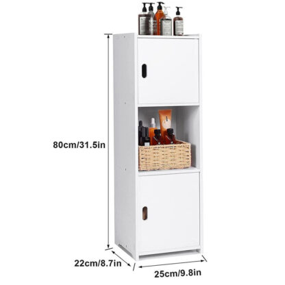 Waterproof Bathroom Storage Cabinet Free Standing Cabinet Organizer Unit White - Image 9