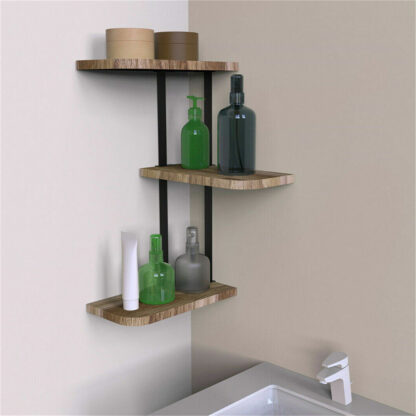 3 Tier Lucca Corner Shelf Modern Floating Wall Shelves Storage Display Shelving - Image 9