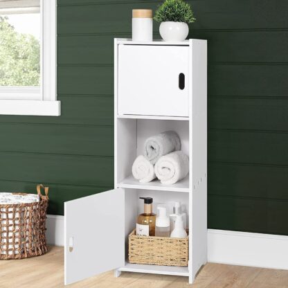 Waterproof Bathroom Storage Cabinet Free Standing Cabinet Organizer Unit White - Image 8