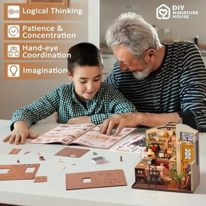 ROBOTIME Rolife Happy Kitchen Dollhouse Minature House DIY Wooden Puzzle With LED Light DG159 - Image 6