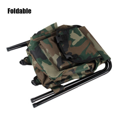 2in1 Oxford Fishing Tackle Backpack Bag,Camping Hiking Foldable Stool Seat Chair - Image 3