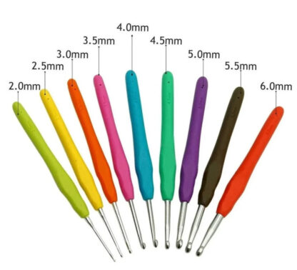 9Pcs Crochet Hooks Set Soft Grip Handles Knitting Needles Aluminum Multi Color - Image 5