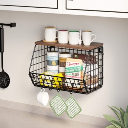 2 Pack Metal Fruit Baskets Wall Holder Storage Basket Organizer Shelf For Fruit - Image 2