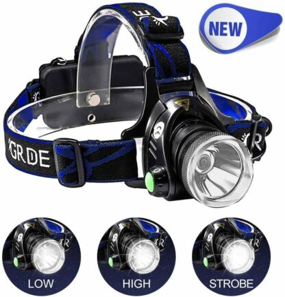 LED Headlamp Rechargeable Head Torch Zoom Headlight Super Bright Flashlight 3 Modes Work Light With 2 Li-ion Batteries 2 Charger - Image 6