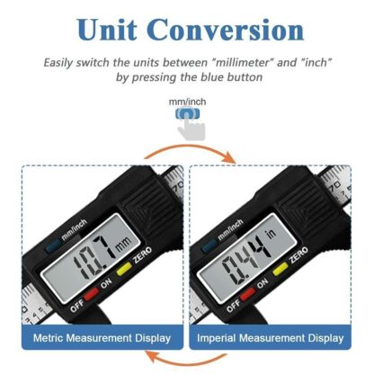 6'' LCD Digital Vernier Caliper Black Micrometer Measure Tool Gauge Ruler 150mm - Image 2