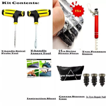 22Pcs Emergency Tyre Puncture Repair Kit Car Van Motorcycle Tubeless Tire Strips - Image 7