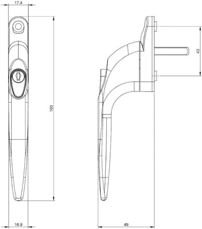 5 Cylinder UPVC Universal Window Handle Straight Lock Espag Double Glazing White - Image 3