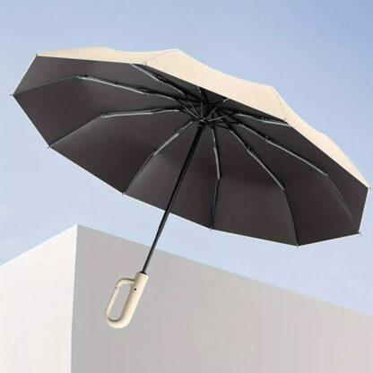 30 Bones Windproof Strong 105CM Reinforced Automatic Folding Umbrella Black - Image 3