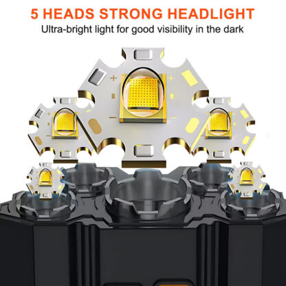 USB  LED Headlamp Rechargeable LED Lamp Headlight Head Torch Cable Light - Image 5