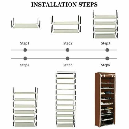 27 Pairs 10 Layers Shoe Cabinet Storage Organizer Shoe Rack Bracket - Image 6