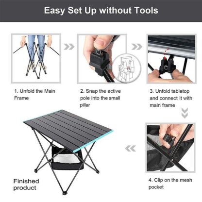 Folding Camping Table Light Weight Portable Aluminium Frame Outdoor Picnic Bag - Image 9