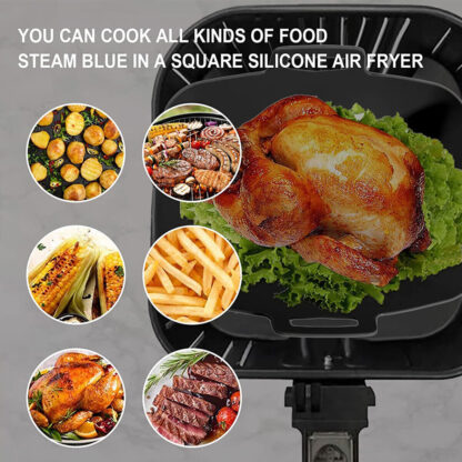 2 PCS Air Fryer Silica Gel Baking Pan Dual Basket Liner Handle Baking Oven New - Image 8