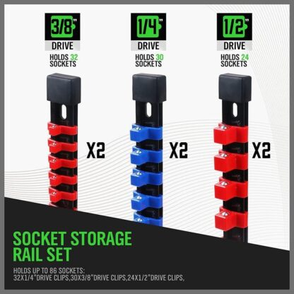 6PCS Socket Rail Storage Holder Organizer Tray Set 1  2  3  8  1  4   Wall Mount ABS - Image 5
