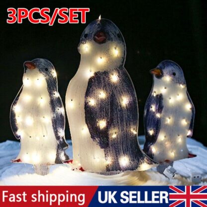 3X Christmas Penguin Acrylic LED Light Up Decoration Indoor Outdoor Figurine - Image 3