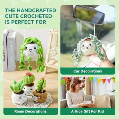 Crochet Kit  Crochet Kit For Beginners Emotional Support Succulent Crochet & Knitting Kit With Step By Step Video Lessons  6pcs Succulent Crochet Kit With Crochet Accessories - Image 6