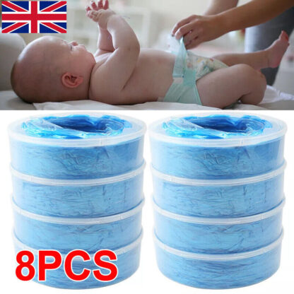 8pcs Nappy Disposal System Refill Cassettes Wrappers Bag Sacks Pack Bin Bags - Image 2
