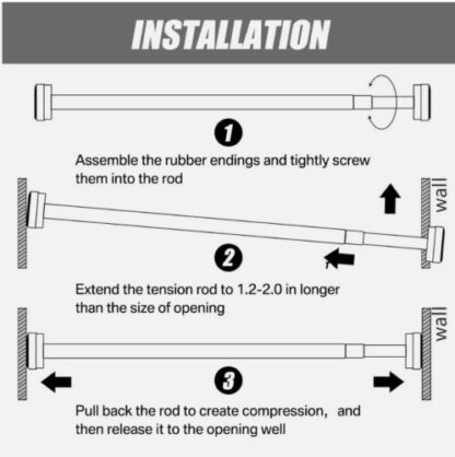 Heavy Duty Extendable Telescopic Shower Curtain Pole Rail Rod Bath Door Window - Image 8
