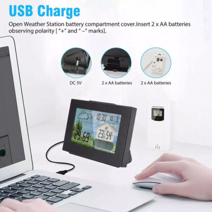 Wireless Weather Station Clock Digital Thermometer Temperature Indoor&Outdoor. - Image 4