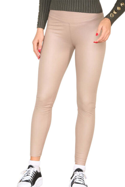 PU Fleece Line High Waisted Wet Look Faux Leather Legging - Image 3