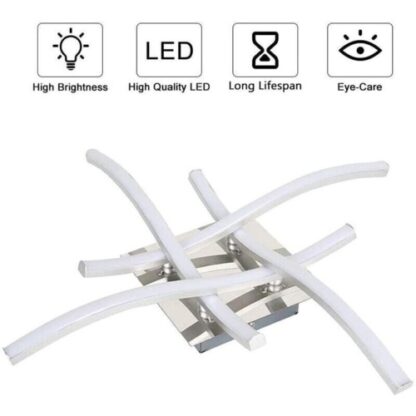 Ceiling Light 4 Wave Lights Modern Kitchen Living Room Bedroom Lamp LED Dimmable - Image 3