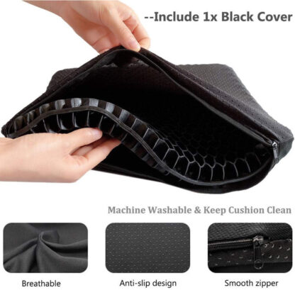 Gel Seat Cushion For Lower Back Pain Pressure Relief Wheelchair Car Office Pad - Image 9