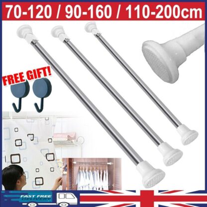 Heavy Duty Extendable Telescopic Shower Curtain Pole Rail Rod Bath Door Window - Image 5