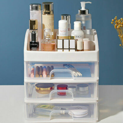 4 Tiers Makeup Storage Clear Box Desktop Cosmetic Stationery Drawers Organizer - Image 6