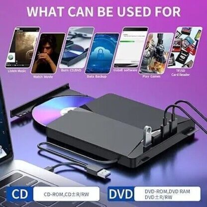 7in1 External USB 3.0 DVD CD RW Writer Drive Burner Reader Player For Laptop PC - Image 7