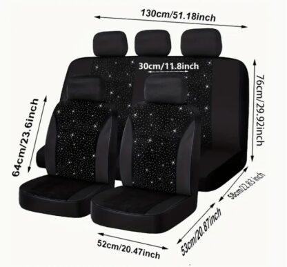 Five-seater Black Rhinestone Car Seat Cover - Image 3