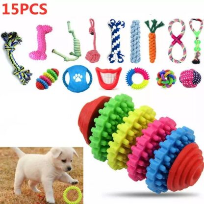 15X Tough Dog Toys Bundle Chew Rope Knot Ball Squeakers Pet Puppy Teething NEW - Image 8