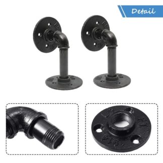 2PCS Pipe Shelf Brackets Industrial Iron Rustic Wall Floating Shelves Storage Unit