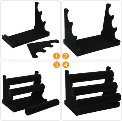 Velvet 3 Tier Jewellery Display Stand Organizer Detachable Bracelet Watch Holder - Image 2