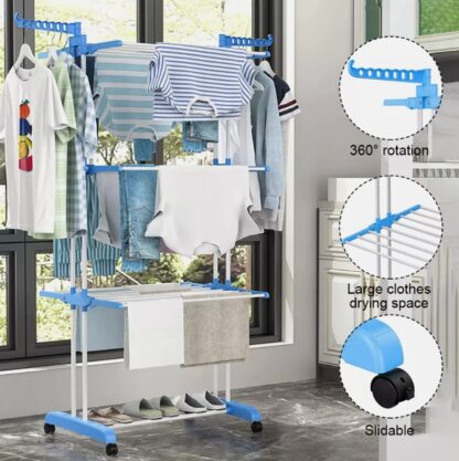 4 Tier Clothes Airer Dryer Rack Foldable Dry Rail Hanger Laundry Indoor Outdoor - Image 8