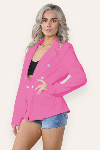 Fitted Linned Double Gold Button Collared Blazer Jacket - Image 6